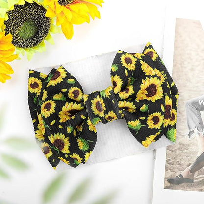 7’’ Yellow Bows for Baby Girls Sunflower Girl Headbands Baby Bow Summer Outfits Hair Accessories for Newborn Infant Toddler Clothes