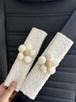 BNTR Car Seat Belt Cover 2PCS Stocking Stuffers Cute Creative Toy Flower Cloud Duck Safety Seatbelt Shoulder Pad Auto Accessory Protector Seatbelt Shoulder Protector Nice Gift (2-Pack Simple White)
