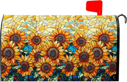 Sunflower Mailbox Covers Magnetic Standard Size Summer Mailbox Cover Fall Vintage Floral Mail Box Covers 21x18 inch Autumn Beautiful Flower Post Letter Box Wraps for Outdoor Garden Decor