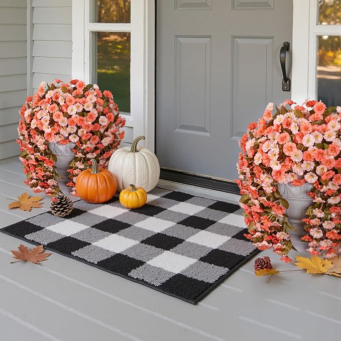 Artificial Fake Fall Mums Hanging Flowers Plants for Outdoor Decoration, 2 PCS Faux Silk Morning Glory Trailing Vines UV Resistant for Wall Home Porch Patio Party Decor (Fall Orange and Light Orange)