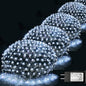 Pooqla 610 LED Christmas Net Lights, 34.5x5ft Outdoor Mesh Lighting, 8 Modes Waterproof Connectable Twinkle Strings for Bushes Yard Decor, Cool White