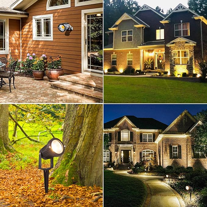 ZUCKEO Low Voltage Landscape Lights LED Landscape Lighting, 5W 12V Garden Pathway Lights Waterproof Warm White Walls Trees Flags Outdoor Landscape Spotlights with Stakes (8 Pack)