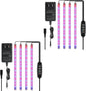 iPower 2Pack 60W LED Grow Lights with Full Spectrum Plant Growing Light Strips for Indoor Plant with Auto ON/Off 3/9/12H Timer, 10 Dimmable Levels 48 LEDs Per Tude, 4 Tubes, Red&Blue