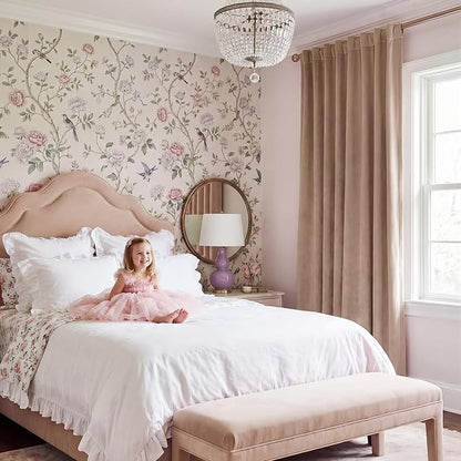 StangH Nursery Bedroom Curtains 96 inches Long, Blush Beige Soft Room Darkening Window Treatment for Living Room Sliding Door/Girls Closet/Office, W52 x L96, 2 Panels