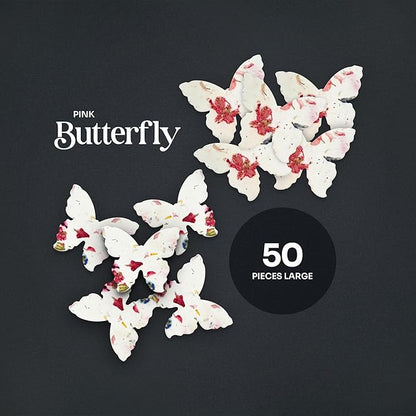 Butterfly Seed Paper – 50pcs Large Pink Plantable Wildflower, Writable & Plantable Gift for Moms, Plant Lover, & Teachers, Ideal for Weddings, Baby Shower, Memorial, & Celebrations