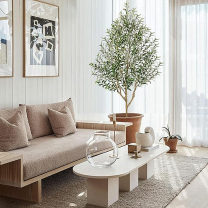 8FT Olive Tree Artificial Indoor, 96in Tall Faux Olive Tree with Pot, Fake Potted Tree with Fruits for Home Office Decor