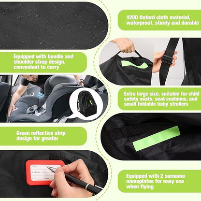 Sublaga Car Seat Bags For Airplane Travel, Durable Carseat Cover For Air Travel Car Seat Travel Bag with Shoulder Straps and 2pcs Luggage Tags For Airplane