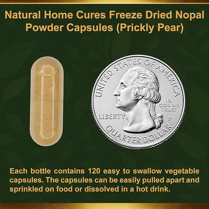 Nopal Cactus Capsules - Freeze Dried Prickly Pear Extract - Fiber Supplement for Metabolic Health Support - Rich in Betalains & Nitrates - Non-GMO - 120 Veggie Caps (2 Bottles)