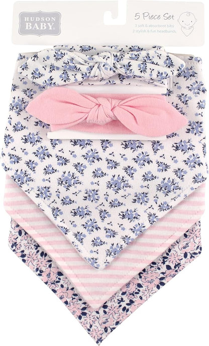Hudson Baby Unisex Baby Cotton Bib and Headband Set