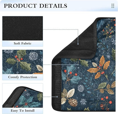 2 Pack Seatbelt Covers Seat Belt Cover Pad for Adults Boys Girls Car Seat Strap Covers Pads Cushion Universal Shoulder Strap Pad Protector for Backpack Camera Bag 10x7.7Inch Vintage Blue Holly Leaves