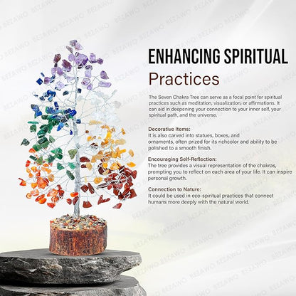 "Seven Chakra Healing Crystals Tree Bonsai Desk Decor for Women Room & Office Decor Spiritual Gift Meditation Crystals Home room decor cute house warming gifts for women Mom Birthday her - 10"""