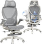 ELABEST X100 Ergonomic Office Chair with Footrest, Big and Tall Home Desk Chair with 5D Flip-Up Arms, Adjustable 3D Lumbar Support,High Back Rolling Computer Chair, Swivel Mesh Chairs (Frosted Dawn)