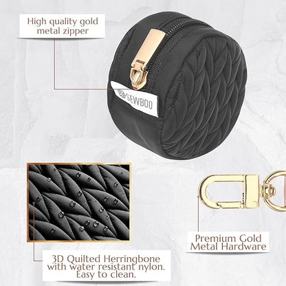Pacifier Holder Case with Clip and Pouch Cover, Pacifier CharmPod with Clasp for Mom Bag (Black)