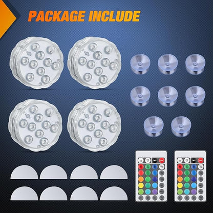 Nilight Marine Boat Light 4 PCS 10LED RGB Wireless Cabin Ambiance Multi Color Exterior Deck Lights Remote Control Submersible for Pontoon Sailboat Yacht Skeeter Fishing Bass Boats