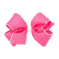 Wee Ones Girls' Classic Grosgrain Moonstitch Edge Hair Bow, No-Slip Hair Clip, Handmade, Hot Pink with White, Medium