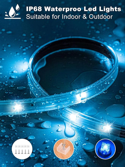Ledagic Outdoor Led Strip Lights Waterproof 200ft, Ip68 Outside Led Light Strip Waterproof with Remote and App Control, Exterior Music Syne RGB Led Rope Lights for Bathroom, Party Home Decor (2*100ft)