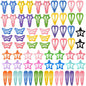 obeoby 82 Pcs Colorful Hair Clips for Girls, 5 Shapes Cute Metal Snap Hair Clips Heart Star Butterfly Barrettes for Kids Baby Toddlers Accessories Daughter Birthday Gifts Graduation