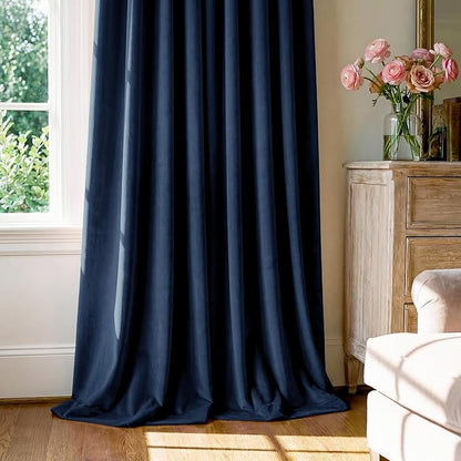 StangH Navy Blue Living Room Curtains 105 inches Long Back Tab Light Blocking Thermal Insulated Window Drapes for Bedroom Heavy Thick Privacy Panels, W52 x L105, 2 Panels