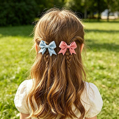 20PCS Fabric Bow Hair Clips, Swallowtail Shape, Multicolor Butterfly Bow Barrettes for Girls, Daily Spring Autumn Hair Accessories Alligator Clip for Little Girls Toddler Kids Teens
