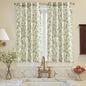 jinchan Small Window Curtains 45 Inch Linen Floral Curtain Set for Kitchen Bathroom Cafe Curtains Light Filtering Window Treatment Farmhouse Cottagecore Back Tab Drapes 2 Panels Green on Beige