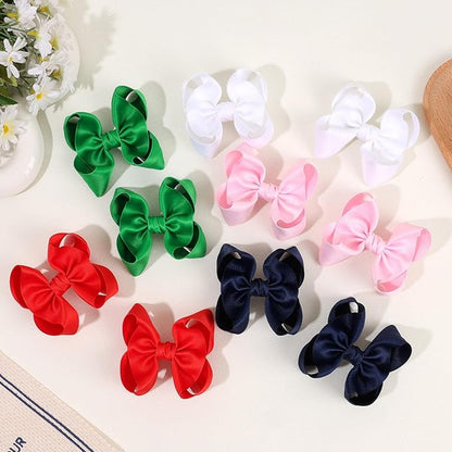 OAOLEER 2PCS 3.5inch Hair Bows for Girls，Pink Stain Ribbon Hair Bows Alligator Clips Hair Accessories for Back To School Teen Toddler Girls Kids (Pink)