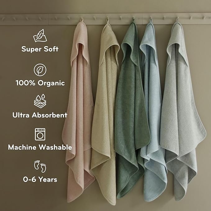 Hooded Baby Towel - 100% Organic Cotton Baby Bath Towels – Baby Towels, Baby Bath Towels for Baby Boy, 32" x 32" Super-Soft and Absorbent Baby Towels for Newborn (Pearl Grey)