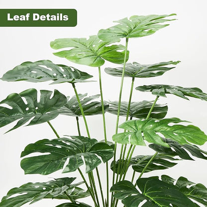 Guheake 26" Fake Plants Large, Tropical Palm Tree Artificial Monstera Faux Plant Tree with Pot for Home Office Living Room Decor Indoor