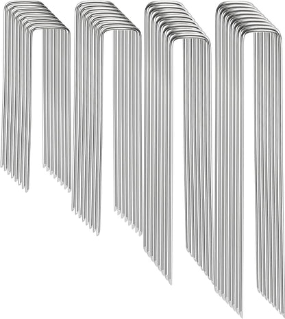 Landscape Staples, 100 Pack 4/6/8/10 Inch 11 Gauge Galvanized Garden Staples, Landscape Stakes for Gardening, Garden Yard Lawn Ground Stakes for Securing Weed Barrier Fabric, Irrigation Tubing, Fence