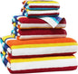 ORIGINAL KIDS 6 Piece Towel Set - 2 Bath Towels, 2 Hand Towels, 2 Washcloths - 100% Cotton - Soft Absorbent Quick Dry - Durable Pool Shower Beach - Gift - Cabana Stripe Multi