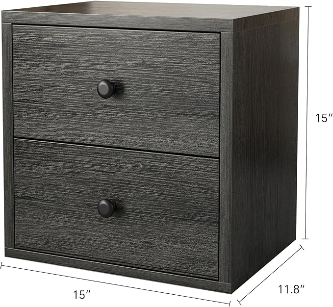 FUSUNBAO Magic DIY Cube Storage Organizer Stackable Cubes for Home Books Clothes Toy-Modular Cubby Storage System-Office Cubical-Bookcase Closet (French Oak,Drawer Cube)