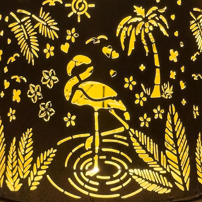 Lawn Social Solar Lanterns Outdoor Waterproof, Flamingos Metal Hanging Solar Lights for Outside, Garden Decor Birthday Gifts for Women Mom Grandma, Outdoor Lantern for Patio Yard Balcony Porch