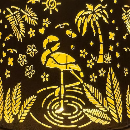 Lawn Social Solar Lanterns Outdoor Waterproof, Flamingos Metal Hanging Solar Lights for Outside, Garden Decor Birthday Gifts for Women Mom Grandma, Outdoor Lantern for Patio Yard Balcony Porch
