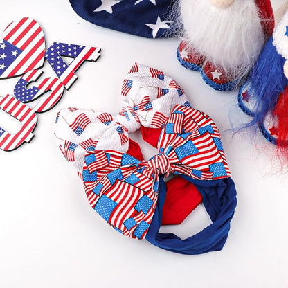 Hairband, 4th of July Baby Headband, American Flag Bow, Patriotic Headband, Red Blue White, Newborn Bows Infant Headband for Baby Girl, Toddler Headbands, 2 Count