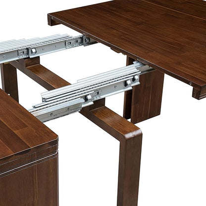 X02DA-2C8-32 6-Pc Dining Table Set includes an Extendable Rectangle Kitchen Table, 1 Coffee Table, 2 Polyester Dining Chairs and 2 Benches, 39x120 Inch, Antique Walnut