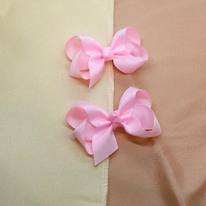 6 PCS Hair Accessories: 3" Grosgrain Ribbon Alligator Clips for Toddler Girls & Kids (Pink)