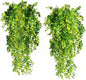 RECUTMS 4 Pack Artificial Plants Artificial Hanging Plants Faux Eucalyptus Leaf Greenery Fake Hanging Eucalyptus Plant for Wall House Room Patio Indoor Outdoor Home Shelf Office Decor (Yellow)
