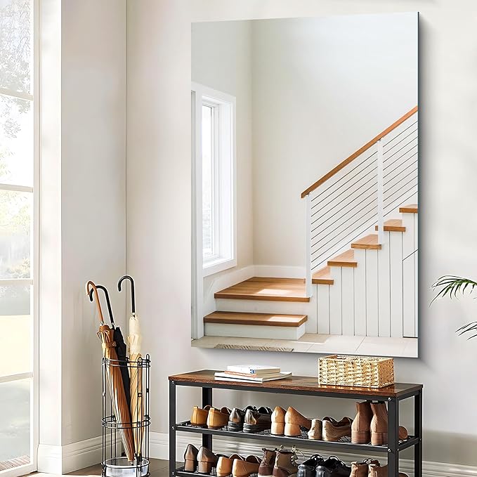 Large Frameless Mirror, 60x40 Bathroom Mirrors for Wall, Upgraded Shatterproof Rectangle Vanity Mirror Over Sink with Polished Edge for Bathroom,Bedroom,Living Room and Entryway