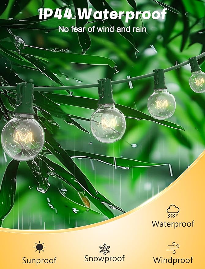 SUNSGNE 25Ft Christmas Round Lights, G40 Globe String Light with 27 Clear Bulbs, UL Certified for Outdoor Indoor Garden Party Wedding Pergola Backyard Patio Xmas Decoration, Green Wire