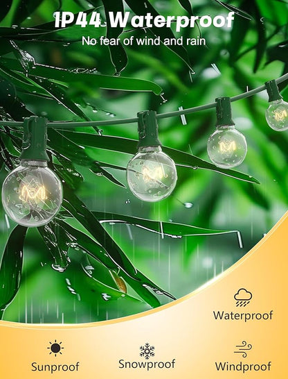 SUNSGNE 25Ft Christmas Round Lights, G40 Globe String Light with 27 Clear Bulbs, UL Certified for Outdoor Indoor Garden Party Wedding Pergola Backyard Patio Xmas Decoration, Green Wire