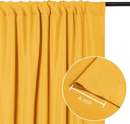 DWCN 10x7 FT Backdrop Curtains for Parties, Photography Backdrop Drapes with Rod Pockets for Wedding Decorations Stage Birthday Family Gatherings, 2 Panels 5ft x 7ft, Orange Yellow