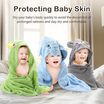 OFUSUY 6 PCS Baby Bath Towels, 3 PCS Animal Hooded Baby Towels & 3 PCS Washcloths, Baby Bath Towels for Infants & Toddlers - Soft & Ultra Absorbent, Cute Newborn Bath Essentials Gifts for Boys & Girls