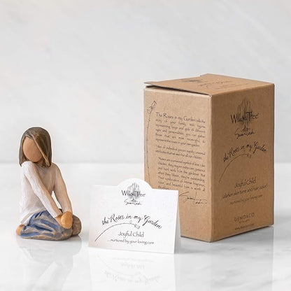 Willow Tree Joyful Child (Darker Skin Tone & Hair Color), Sculpted Hand-Painted Figure