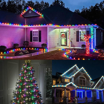25FT C7 Light String Christmas Stringer, E12 Christmas Sockets 12" Spacing, C7 Stringer Set Green Outdoor String Light for Wedding Patio Event Lighting Decor, Green Wire