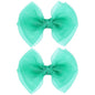 Green Hair Bow Clips 4 inch Mesh Ribbon Tulle Hairbow Barrettes Cute Handmade Christmas Party Dress outfit Decoration Accessories Easter Gift for School Kids Teens Toddler Girls Women