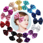 CÉLLOT Party Festival Baby Girls Sparkling Bows Clips 15PCS Glitter Sequins 4" Hair Bows Alligator Hair Clips for Girls Baby Children Toddlers