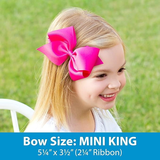 Wee Ones Girls' Classic Grosgrain Hair Bows with Plain Wrap Center, No-Slip Hair Clip, Handmade, White, Mini King