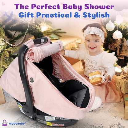 HippoBaby Waterproof Baby Car Seat Cover | Windproof Carseat Cover for Babies | Infant Car Seat Cover for Boys, Girls & carseat Covers Baby Girl | Universal Fit (Gray)