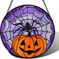 Stained Glass Window Hanging Halloween Scary Purple Night Sky Bat Ghost 6.3" - Suncatcher Door Garden Sun Catcher Gothic Home Decor Birthday Horror Gifts for Mom Men Woman Friend