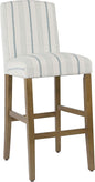 HomePop Parsons Classic Upholstered High Back Curved Top Barstool, 29-inch, Blue Calypso Stripe
