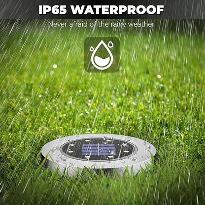 DUUDO 4.6in Solar Lights Outdoor 10 Pack, Solar Garden Outdoor Waterproof Pathway Lights Bright In-Ground Light Outdoor Lighting Decor for Lawn, Patio, Yard, Driveway, Step and Walkway White Light